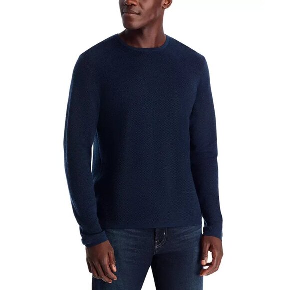 Rag & Bone Men's Navy Blue Bennett Textured Crewneck Sweater, Size Large - Picture 1 of 5